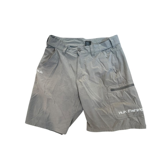 Huk Fishing Shorts Performance Quick Dry Cargo Pockets Gray Mens‎ Size M - Picture 1 of 7
